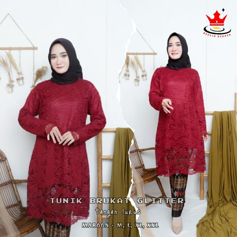 IndahKebaya | SETELAN KEBAYA DAHLIA BROKAT / KEBAYA KURUNG MODERN / TUNIK BROKAT JUMBO/KEBAYA MUSLIM