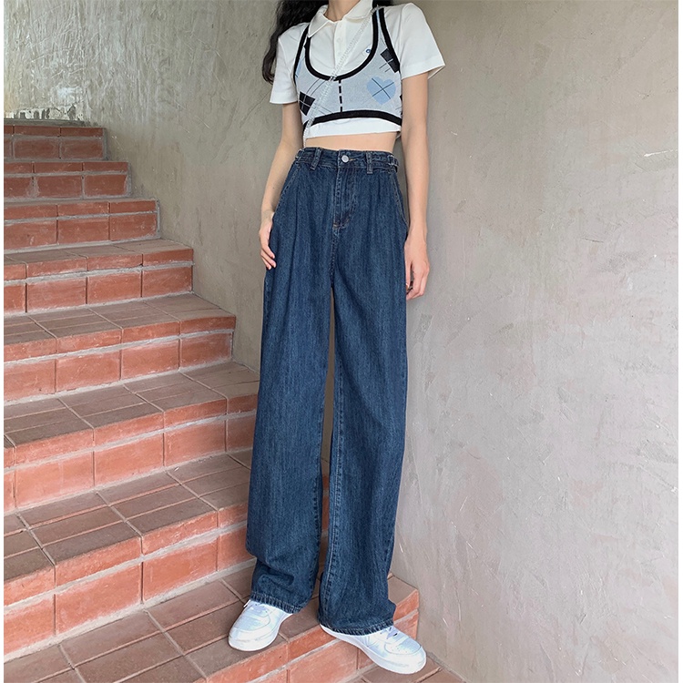 Celana Jeans Wanita Kekinian Boyfriend Jeans Kulot Loose Highwaist Celana Panjang