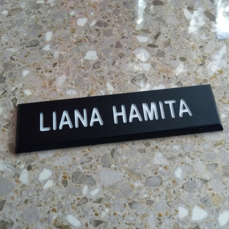 Name Tag Hitam Doff Untuk ASN / PNS - Peniti &amp; Magnet