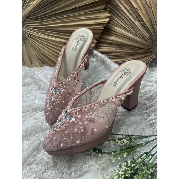 sepatu wanita wedding pesta Alena dusty peach 9cm tahu