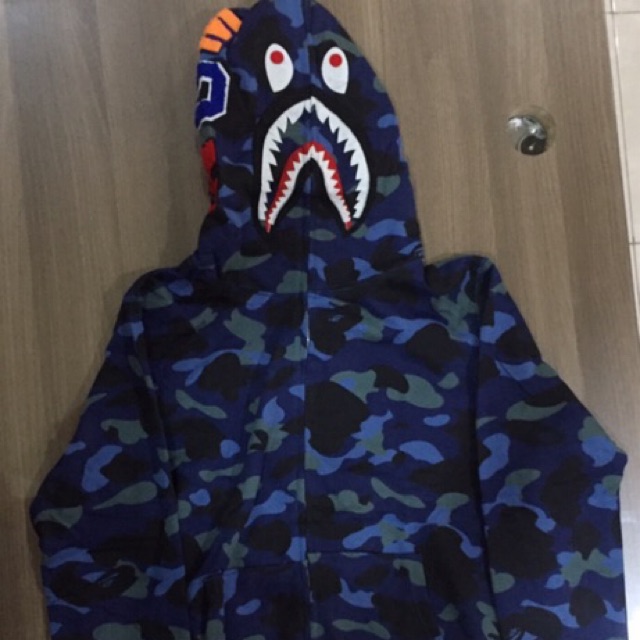 bape blue shark hoodie