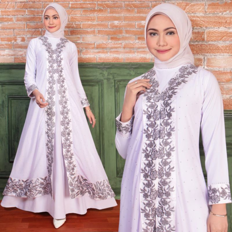 Gamis Putih Bordir/ Gamis Lebaran / Gamis Putih Bunga