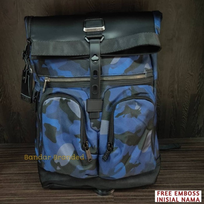 [ORIGINAL] TAS RANSEL TUMI ALPHA BRAVO LONDON ROLL TOP BLUE CAMO BACKPACK PRIA - Blue Camo