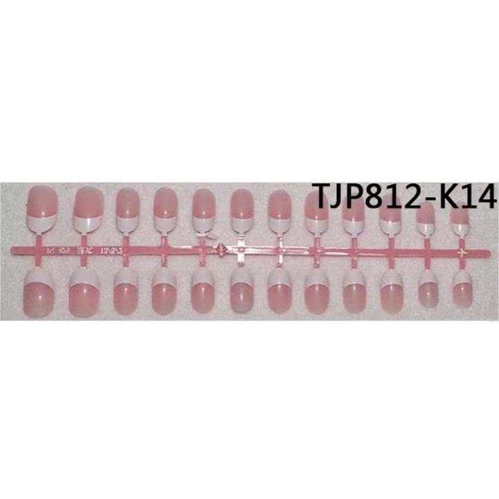 24pcs KUKU PALSU FRENCH MANICURE WHITE FAKE NAILS LIST PUTIH KUKU PALSU KOTAK OVAL ALMOND KUKU PALSU