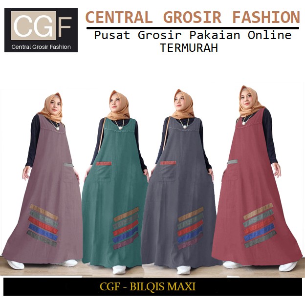 Bilqis Maxi - Central Grosir Fashion (CGF) - Ukuran L-XXL - Matt Katun Supernova Mix Aplikasi Bahan