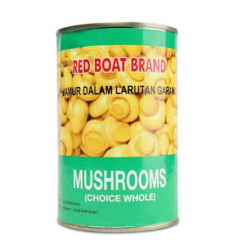 

Jamur Kancing Kaleng Champignon Mushroom Red Boat Brand 425 Gram