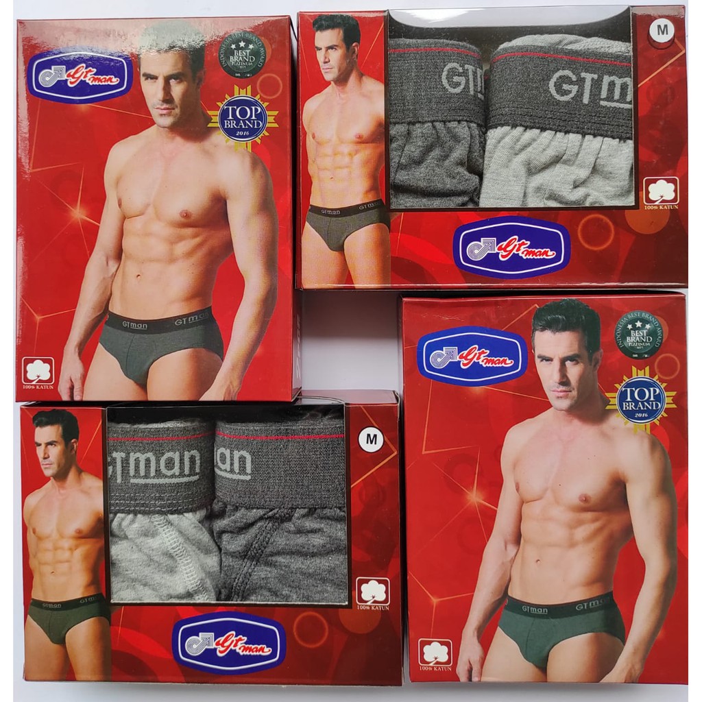 GT Man ~ 2 Pcs Celana Dalam Pria, Pakaian Dalam Pria Karet Boxer 2 Warna ( 100% Katun )