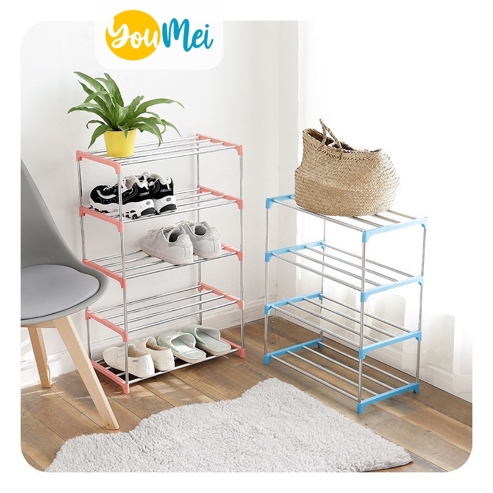 Rak Sepatu Multi Lapisan Sederhana Stainless Steel Merakit Rak Penyimpanan Lemari Sepatu - 1083