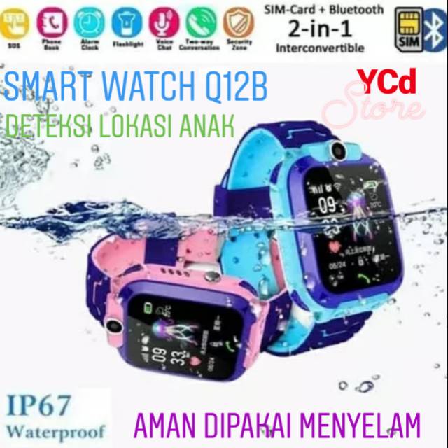 Smart watch IMO for kids water proof Q12B tahan air