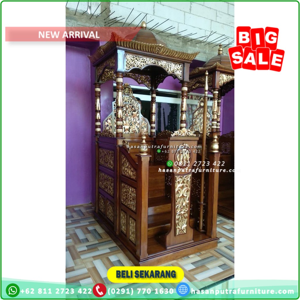 Mimbar Masjid, Mimbar Jepara, Mimbar Ukiran Kaligrafi, Furniture Jepara