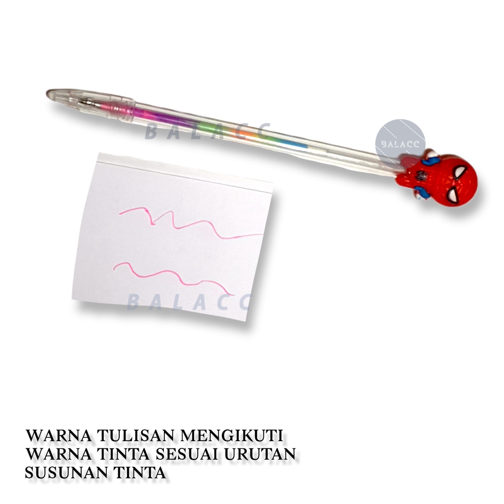 Pen Pelangi / Pen Tinta Pelangi / Pen Warna Murah Lucu Kartun Pahlawan / Pen Tinta Gel Warna