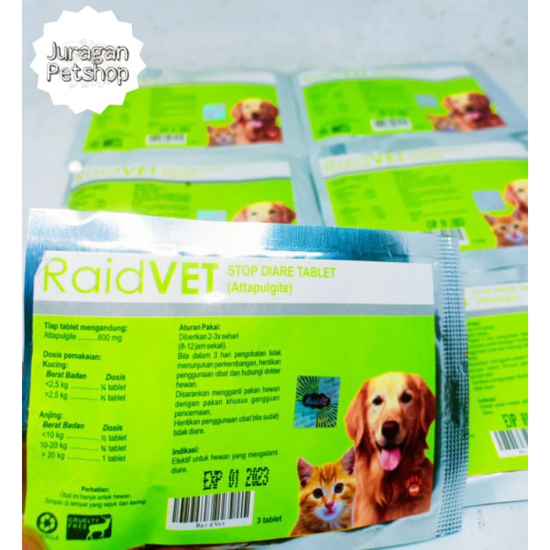 RAID VET Tablet Sachet | Obat Diare | Antbiotik | Vitamin | Raid All | Raid Vet 3 JENIS