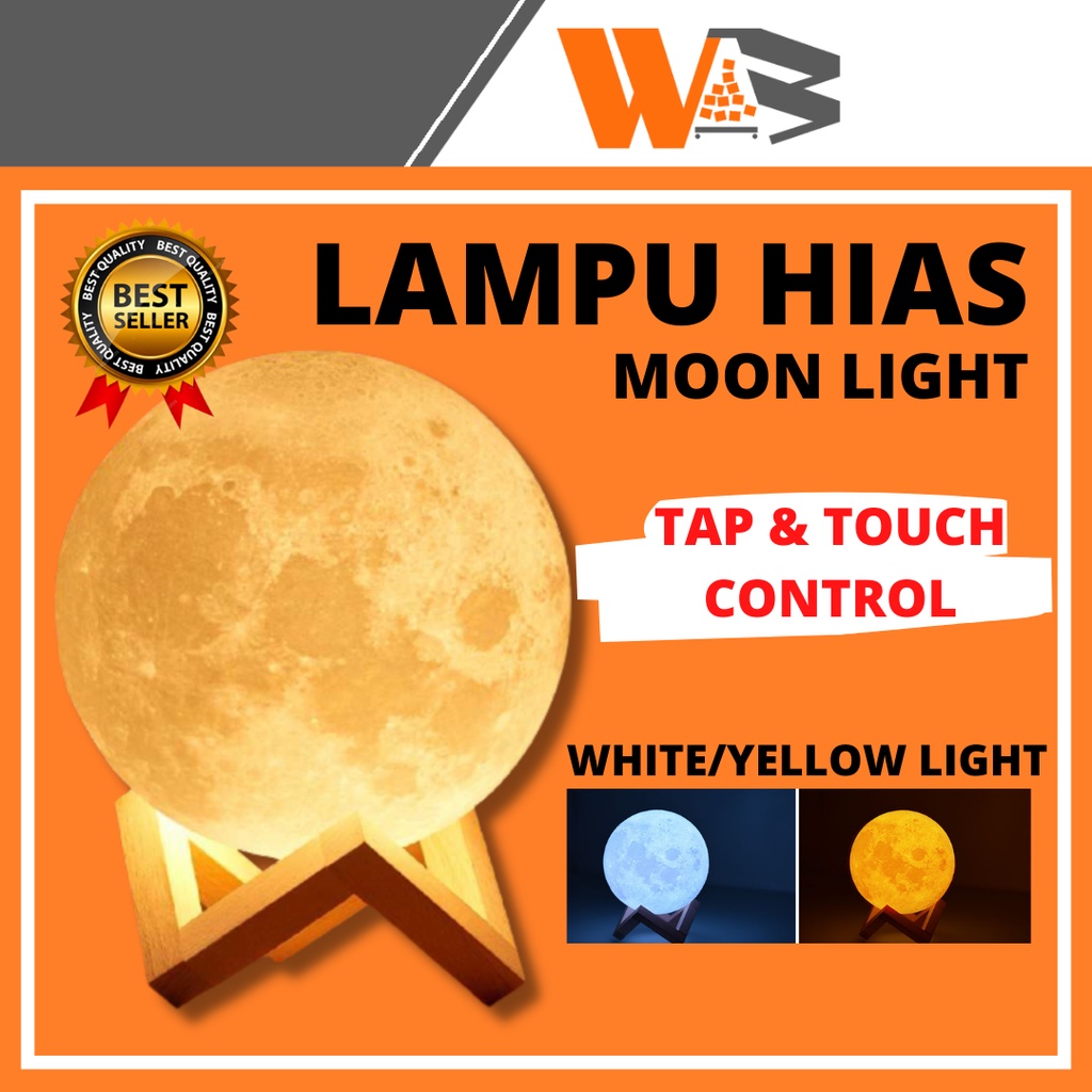 COD Lampu Tidur Dekorasi Aesthetic Estetik Unik 3D Moon Night Light Rechargeable Lamp Hias Murah C82