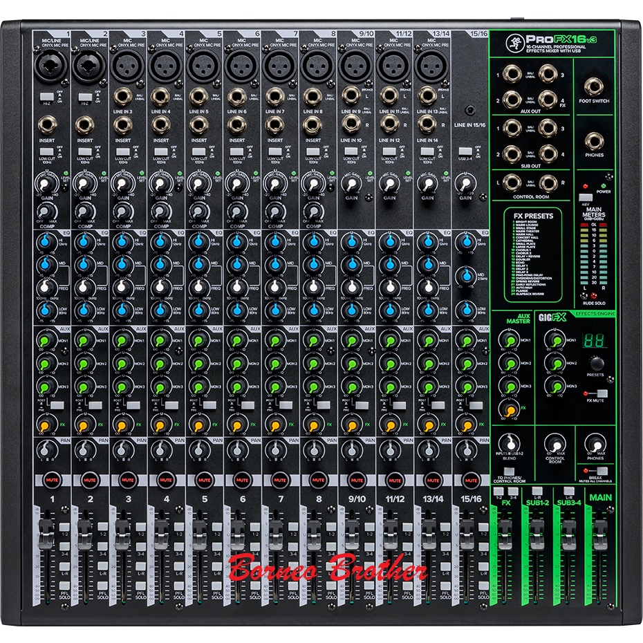 Mixer Mackie ProFX16v3 ProFX16 v3 Original 16 Channel Usb Interface