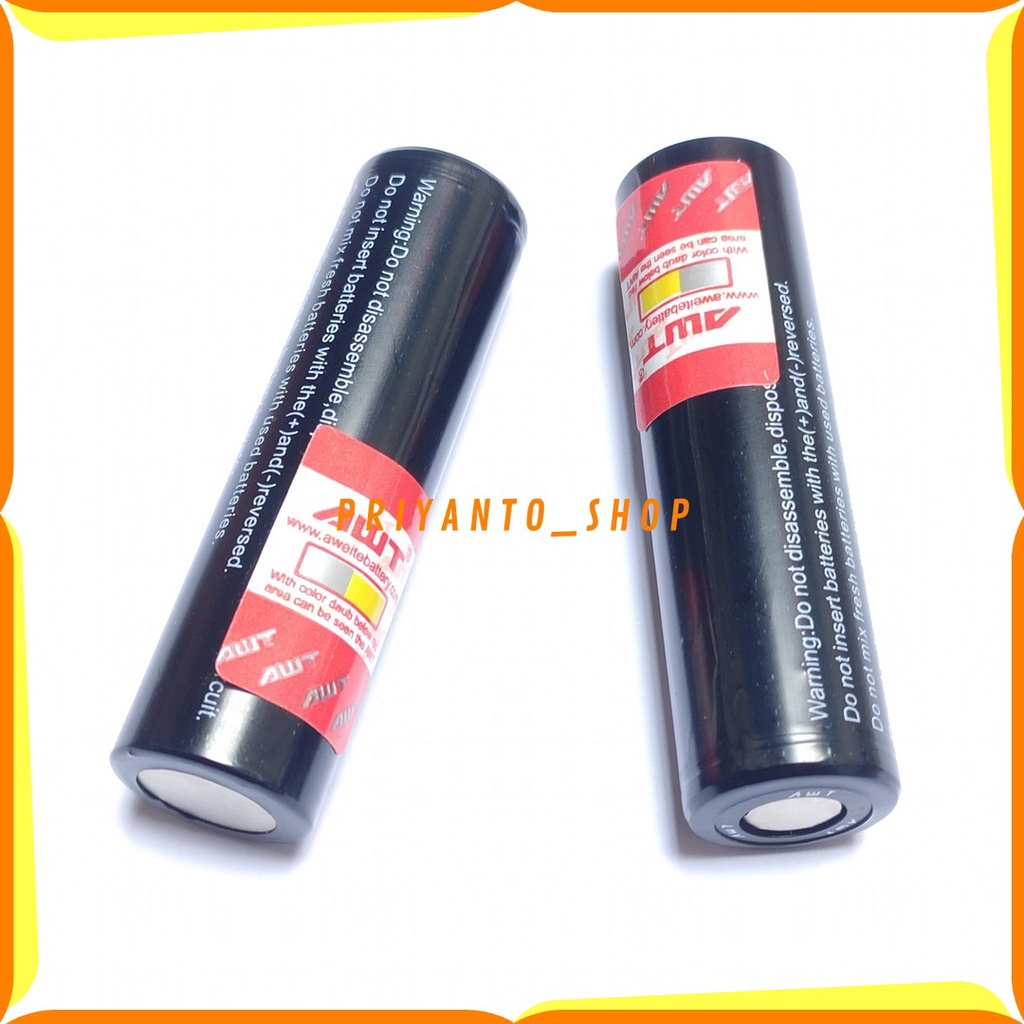 Battery 18650 Original Rechargeable Baterai Cas Batrei Charger AWT ORI