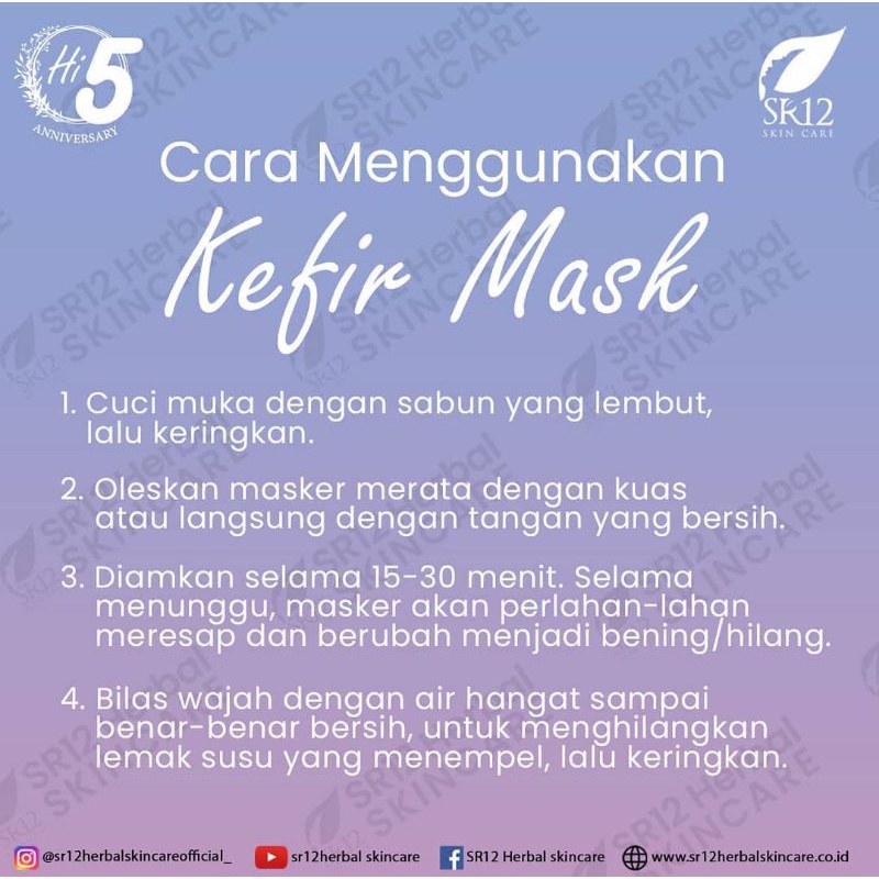 Masker Kefir / Masker Kefir SR12 / Kefir etawa / Kefir coffee /Kefir Milk