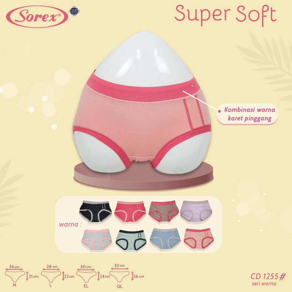 CD CELANA DALAM WANITA SOREX 1255 SUPERSOFT KARET BESAR BESTSELLER BASIC PILIH WARNA