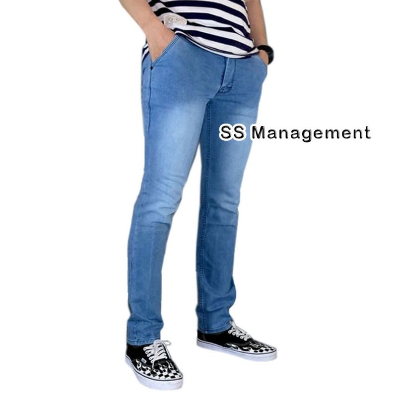 celana jeans pensil hitam/Celana pria streacth/soft jeans size 27-38