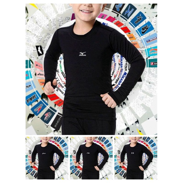 Baju manset anak sepak bola futsal manset lubang jempol kaos lengan panjang laki laki Baselayer kids