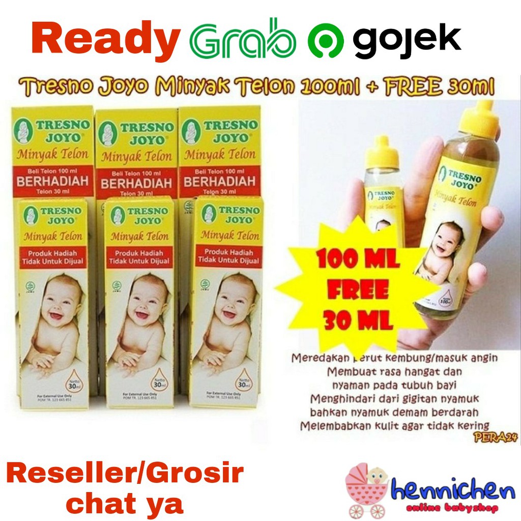 MINYAK TELON BAYI TRESNO JOYO CITRONELA HERBAL PLUS (100ml Free 30ml) / Minyak Telon / Minyak