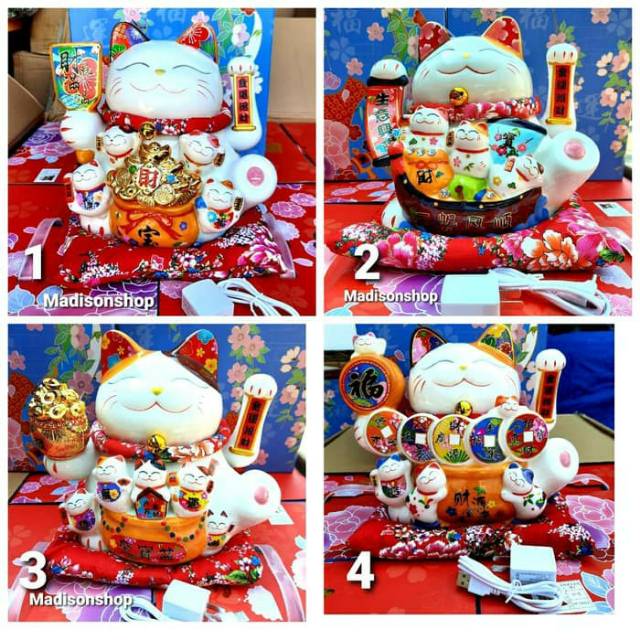 Lucky Cat Jumbo Kucing Maneki Neko Pajangan Hoki Kado Imlek Hoki