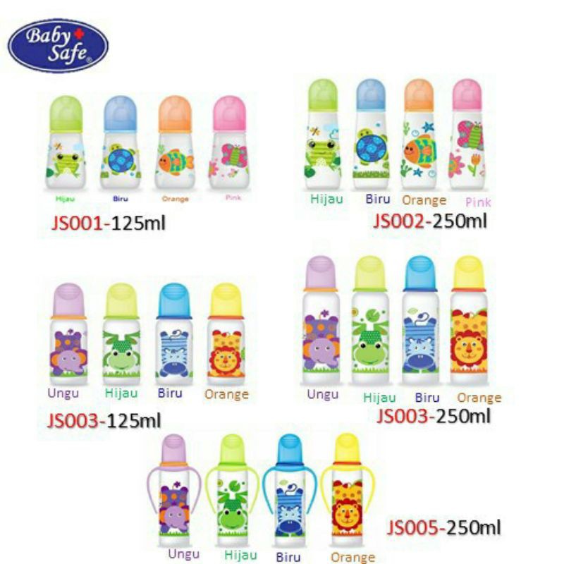 BABY SAFE babysafe Bottle Baby JS003 125 ml JS004 250 ml BPA Free Botol Susu Bayi js001 js002 js005