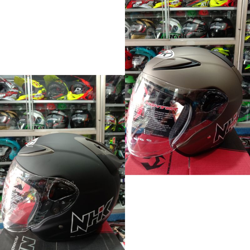 helm nhk R6 solid hitam doff|grey doff