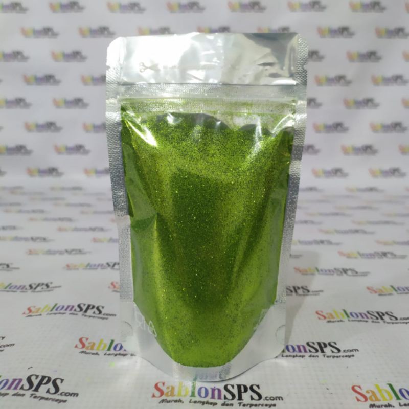 BUBUK GLITER LIME GREEN GLITTER POWDER 100gr BOTOL