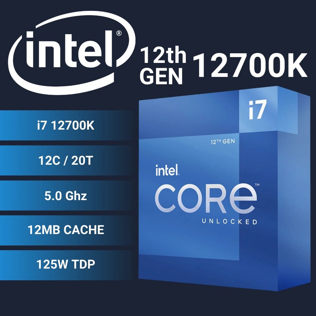 Jual PROCESSOR INTEL CORE I7 12700K BOX SOCKET LGA1700 3.6GHz - Processor  Intel i7-12700K BOX LGA 1700 Indonesia|Shopee Indonesia