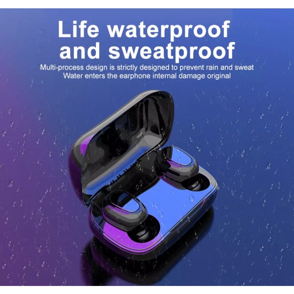 Headset Bluetooth LED Digital F9 TWS 5.0 Wireless Earbuds/F9 TWS Earbud Wireless Earphone Bluetooth Earphone 5.0 Headset Gaming Tahan Air Touch Control Layar Digital LED dengan Mikrofon 3500MAh Charger Kotak