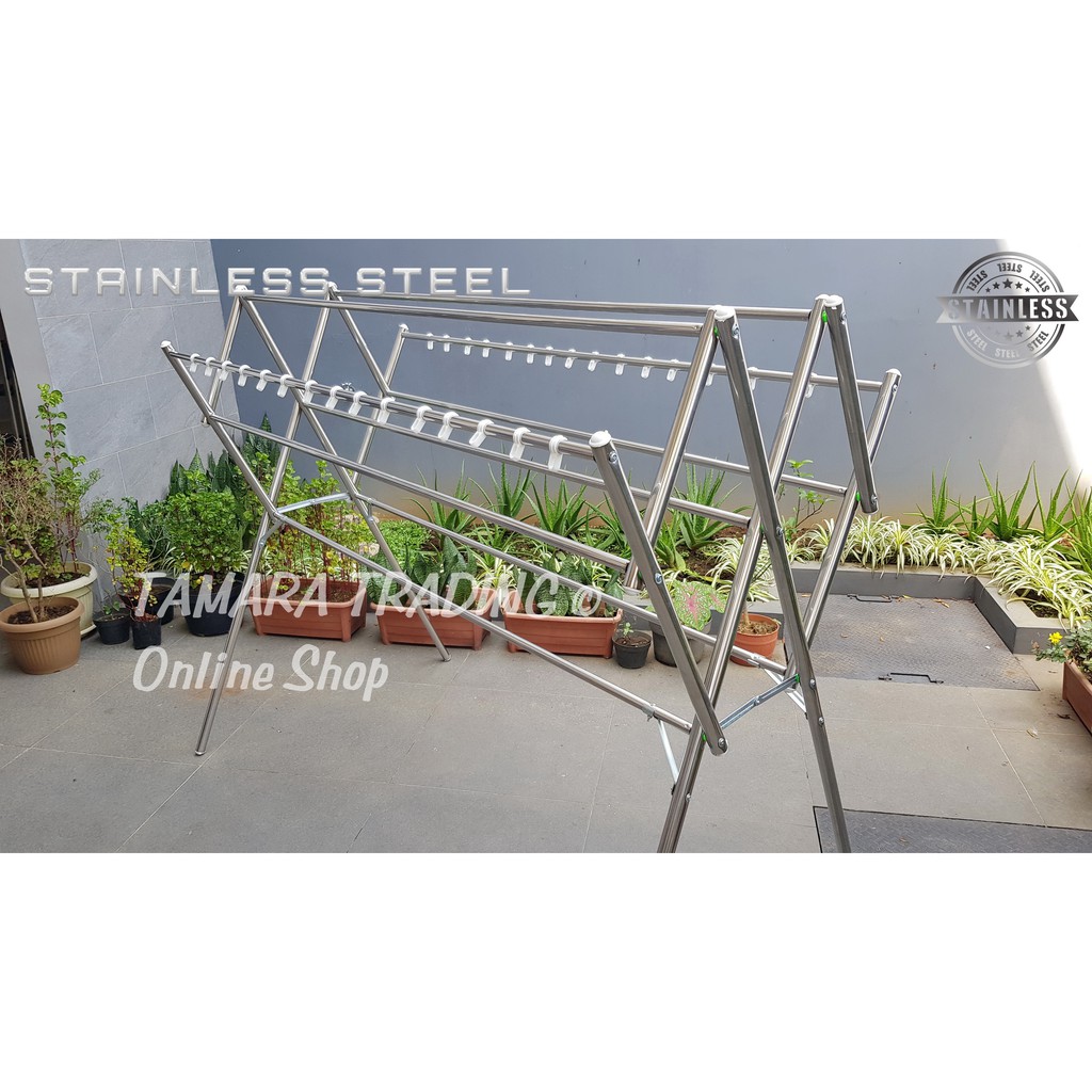 JEMURAN BAJU STAINLESS STEEL JUMBO 180 CM ANTI KARAT HANGER/GANTUNGAN