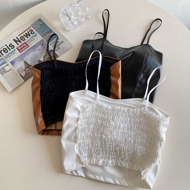 Lm boutique~ HELTER CROPTOP BRA CAMISOL BERMOTIF KULIT