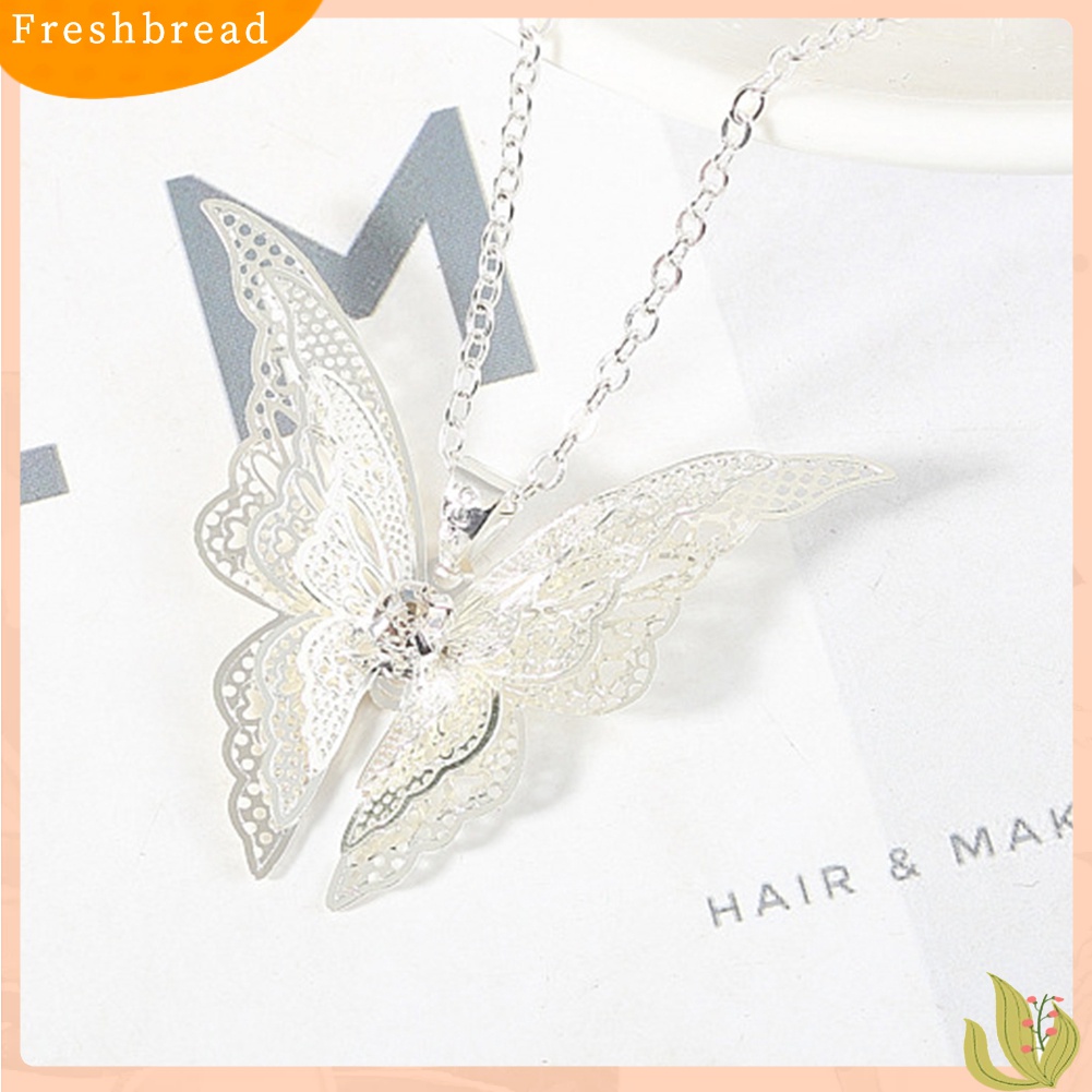 [TERLARIS]Women Fashion Silver Plated 3-layers Butterfly Hollow Pendant Necklace Jewelry Gift