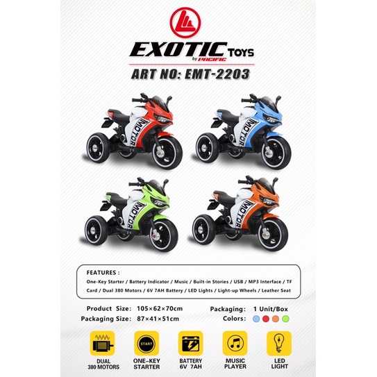 MOTOR AKI MAINAN ANAK EXOTIC EMT-2203