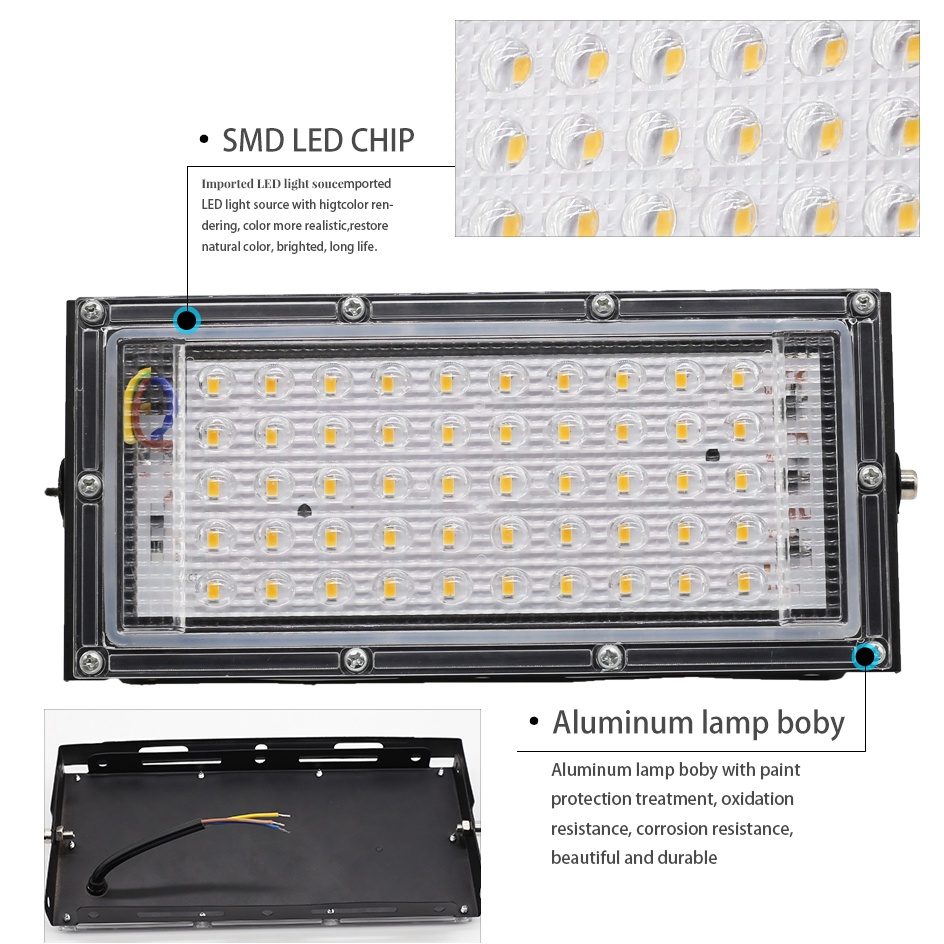 Lampu Sorot Flood Light Waterproof 4500 Lumens 50W Cool White 6500K Taffled A8