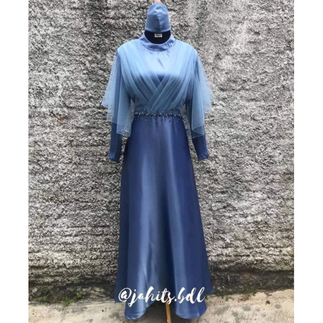 gamis pesta mewah elegant dan berkualitas / gamis tille / baju kondangan / gaun wisuda