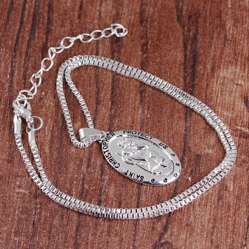 Kalung Liontin St. Christopher Bahan S925 Silver Gaya Vintage Untuk Pria Dan Wanita