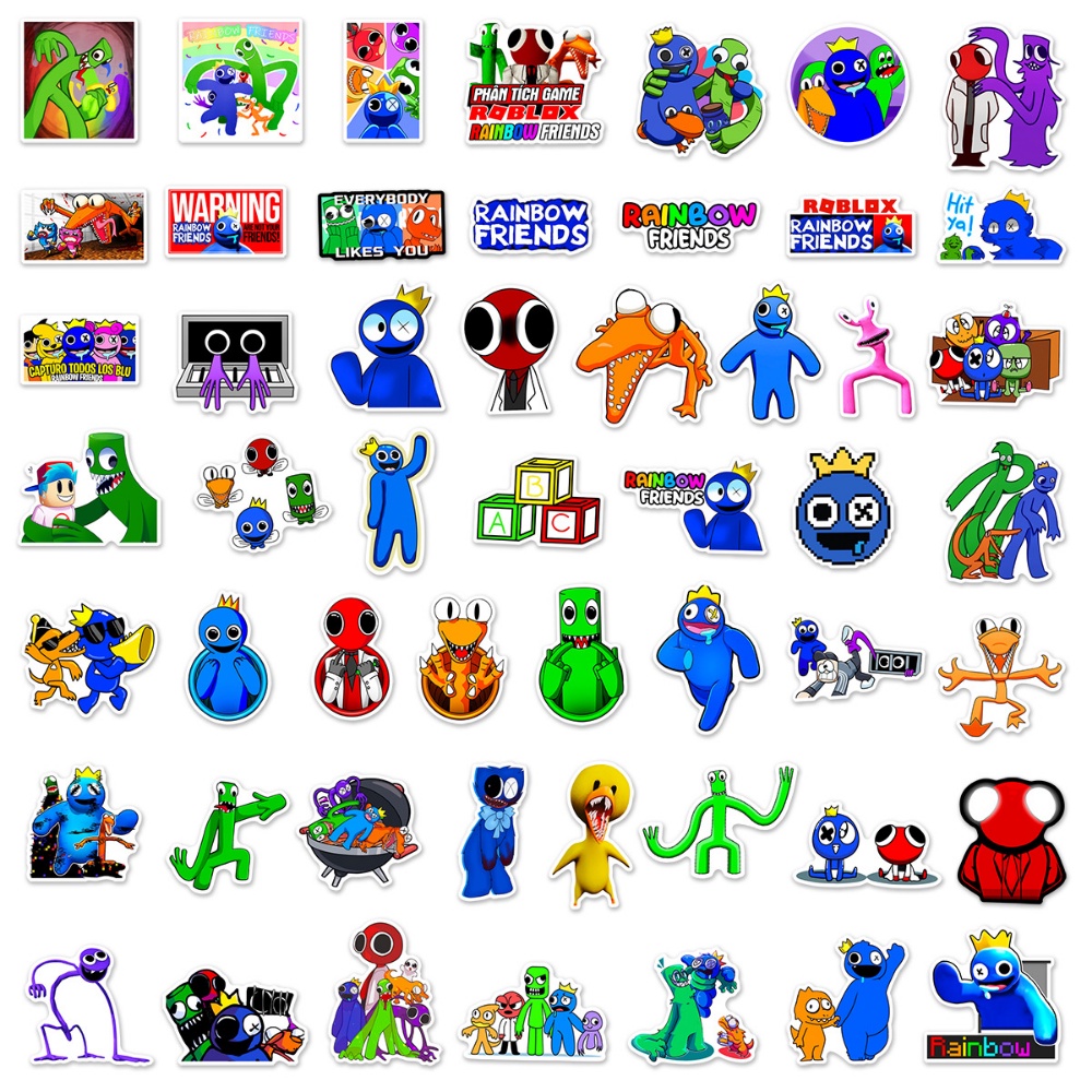 50 / 60Pcs Stiker Motif Game Rainbow Friends Tahan Air Untuk Mobil / Laptop / Handphone