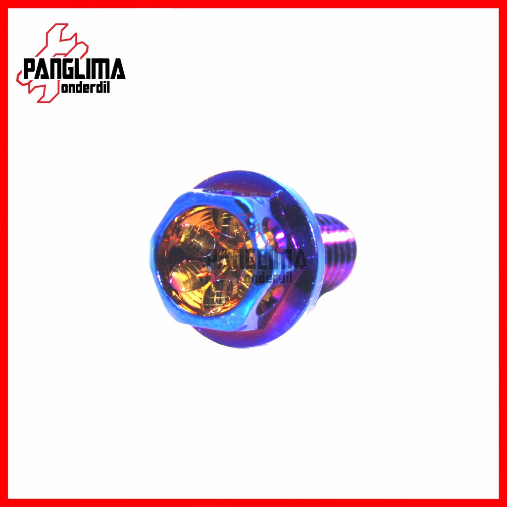 Baut Probolt Flower M8x45-8x15 Beat-FI-eSP-Street-Pop &amp; Vario 110-Techno F1-eSP Baud Biru-Blue Tutup Oli Gardan Honda Matic Drat 12