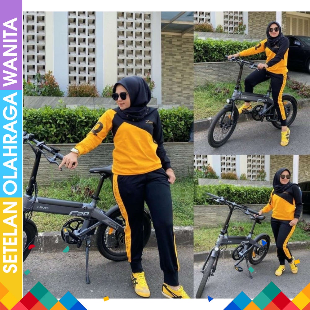 Baju Senam Stelan Tunik Muslim Olahraga Wanita Yovis sport Setelan Baju Senam Baju Aerobic Baju Zu
