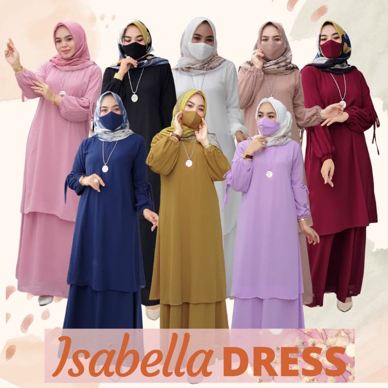Isabella Dress | GAMIS DAN MASKER | DRESS CERUTI TERKINI | Gamis Malaysia Kekinian | GAMIS CERUTY