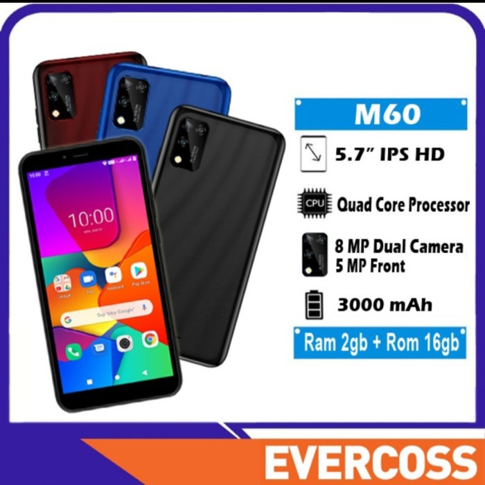 Evercoss M60 2/16 Ram 2GB Internal 16GB Garansi Resmi