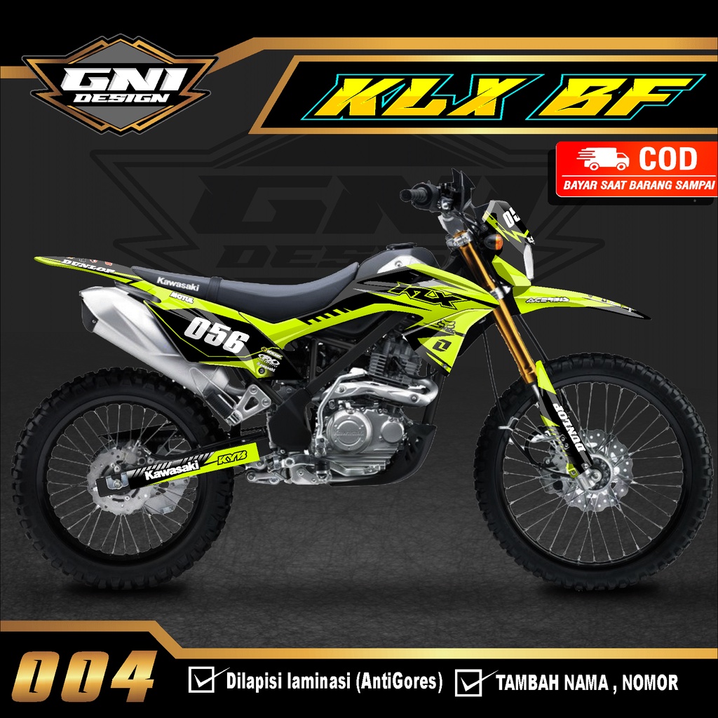 (BISA COD) Decal Sticker Motor Cross KLX 150 BF Fullbody Supermoto - Stiker KLX BF / G /Extreme Custom Nama - Terbaru, Stabilo Warna Hitam, Putih, Biru , Merah, - Terlaris Desain Terbaru Grafis Minimalis Simpel Keren - G.04 Sudah Dilapisi Anti Gores