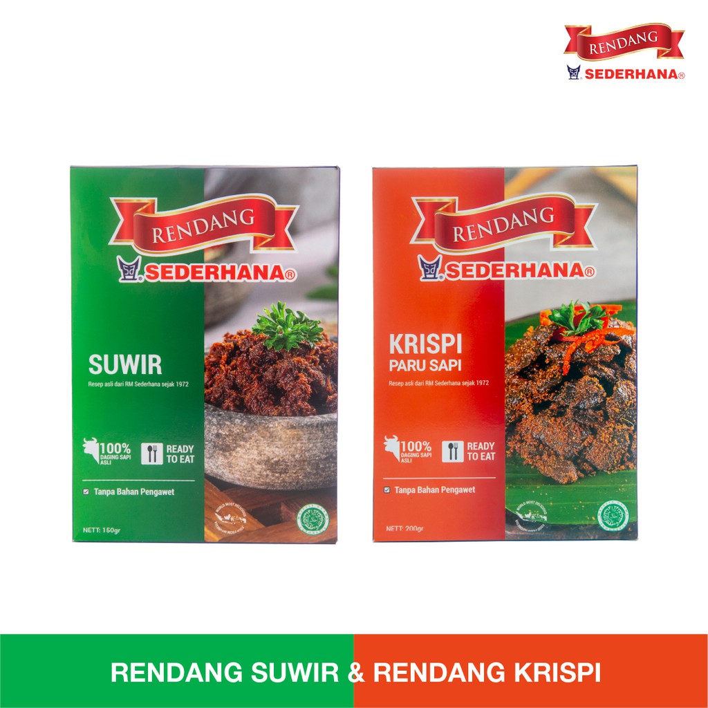 

Rendang Sederhana - Paket Mix Rendang Daging Suwir & Paru