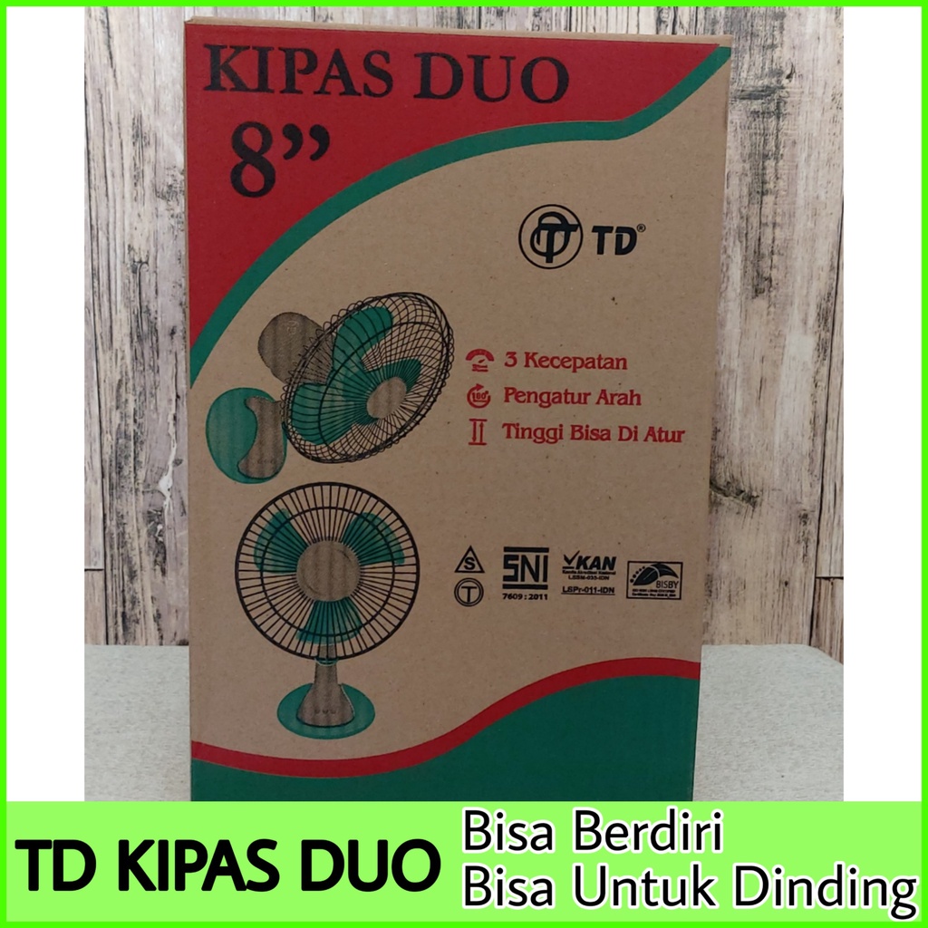 Kipas Angin TD 8 inch Kipas Duo FUNGSI MEJA/DINDING ORI