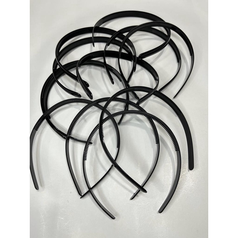 Bando Lidi Hitam Polos | Bando Rambut Pria Wanita | Bando Plastik Polos Hitam | Bando Hitam Kecil 2pcs