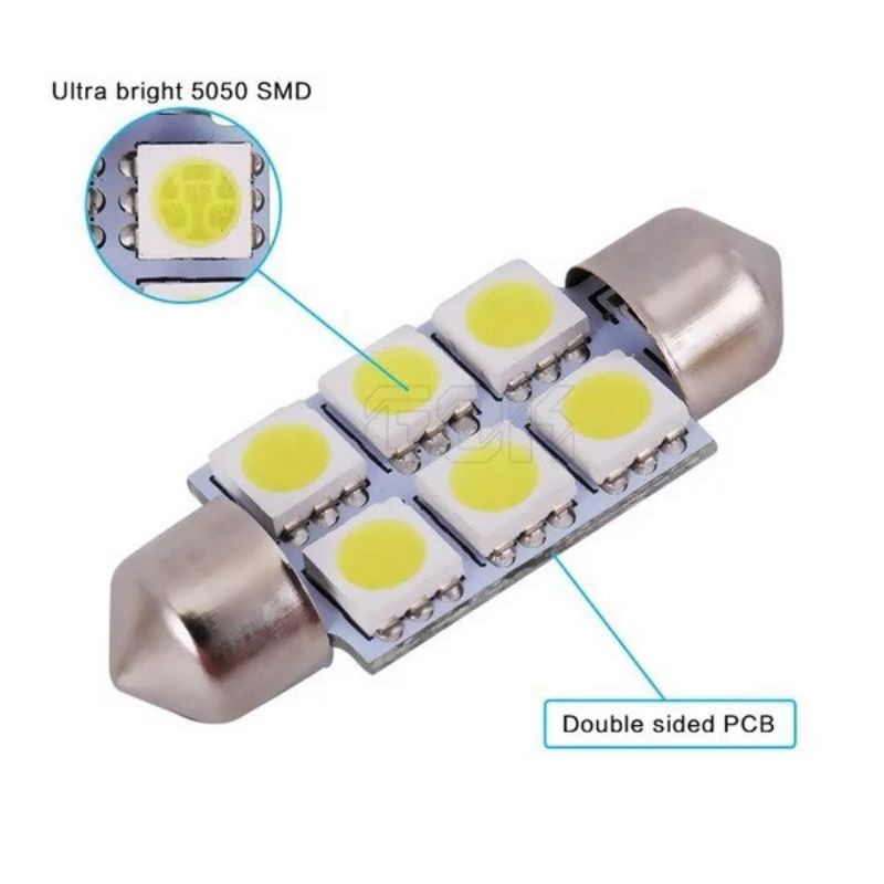 Led Lampu Plafon Mobil 3Watt Kabin Cabin Plapon Mobil 6 Smd 36Mm Putih 12V Feston Festoon Cob 36 Mm