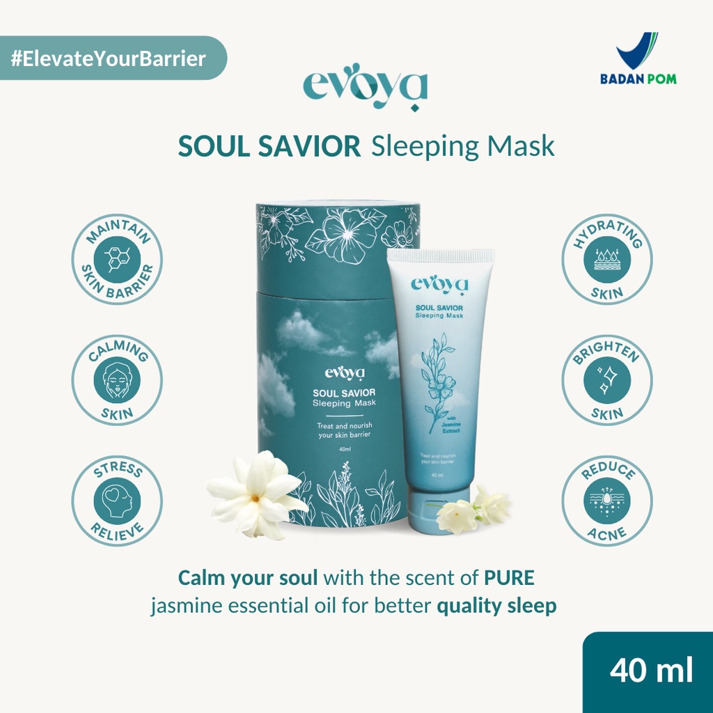 EVOYA Soul Savior Hydrating & Soothing Sleeping Mask with Jasmine Extract - Masker Wajah Tidur / Pel