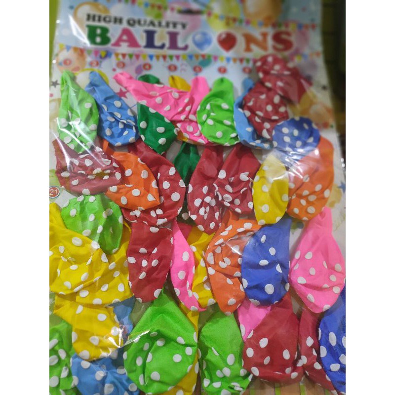 balon polkadot isi 40 / balon ulang tahun / balon volkadot / balon pesta / balon tiup / balon hbd /