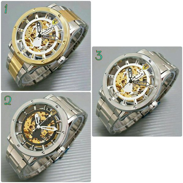 jam tangan pria cowok ferrari the horse rantai automatic otomatis tanpa baterai